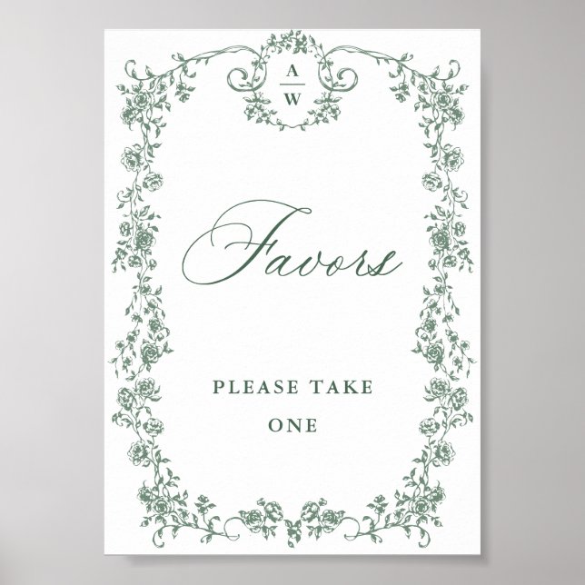 Poster Symbole victorien Ornate Grace Green Flower Faver (Devant)