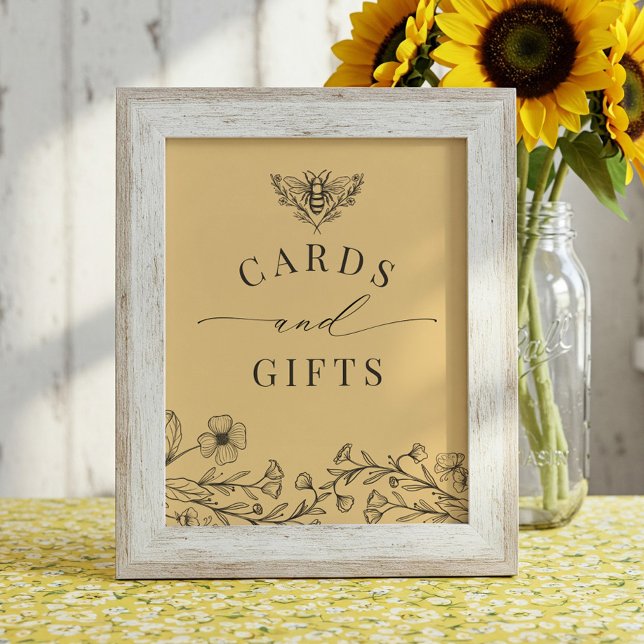 Poster Symbole vintage Bee Yellow Cards & Cadeaux (Créateur téléchargé)