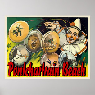 Poster Symbole Vintage de Pontchartrain Beach Clown Acts