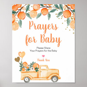 Poster Symbole Vintage Orange Citrus Prières pour bébé