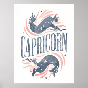 Poster Symbole vintage Zodiaque Capricorne Avec Chèvre Wh