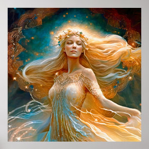 Poster Symbole Virgo Étoile Déesse, Être céleste, Zodiaqu