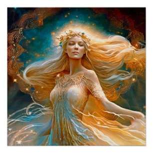 Poster Symbole Virgo Étoile Déesse, Être céleste, Zodiaqu