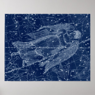 Poster Symbole Virgo Zodiac Illustration Vintage