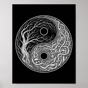 Poster Symbole Yin Yang Arbre de Vie, Tai Chi, Qigong, Yo
