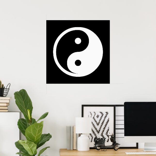 Poster Symbole Yin Yang - tatouage solide design 2 (Bureau à domicile)