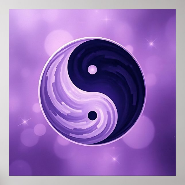 Poster Symbole Yin Yang violet et noir (Devant)