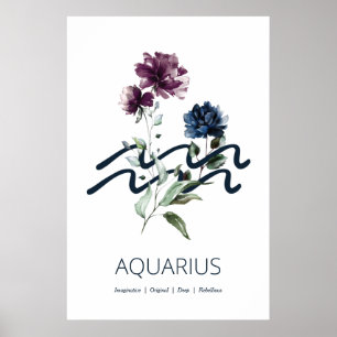 Poster Symbole Zodiaque Aquarius