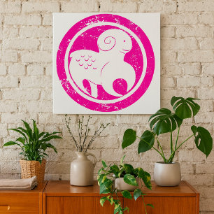 Poster SYMBOLE Zodiaque Aries Grunge Ram Rose Astrologie