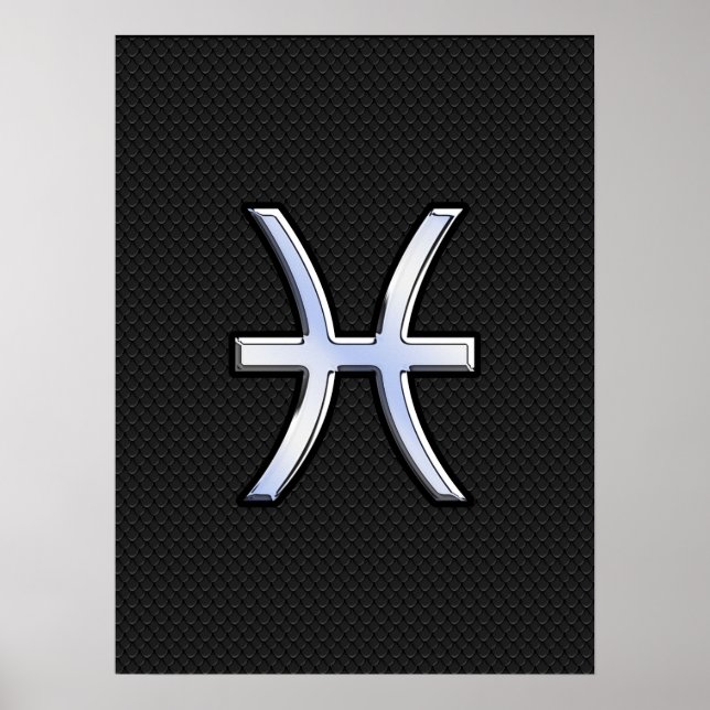 Poster Symbole zodiaque Pisces sur le style de peau de se (Devant)