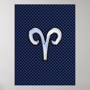 Poster SYMBOLE Zodiaque Silver Aries Style carbone de la 