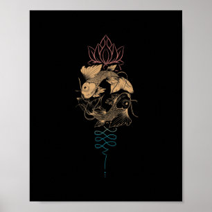 Poster Symbole zodiaque Unalome Poissons Poissons