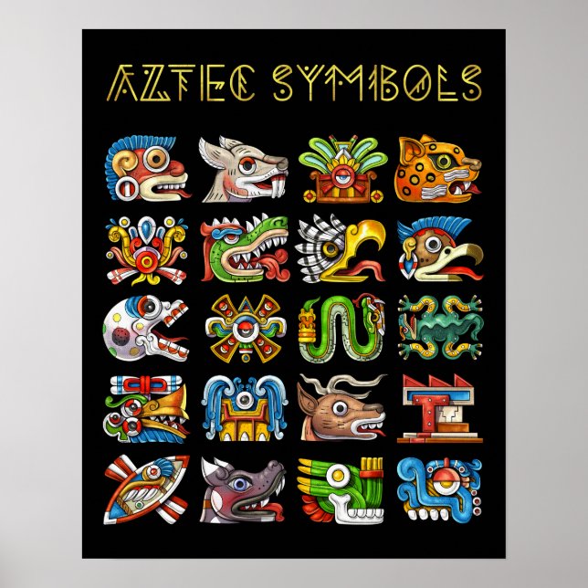 Poster Symboles aztèques (Devant)