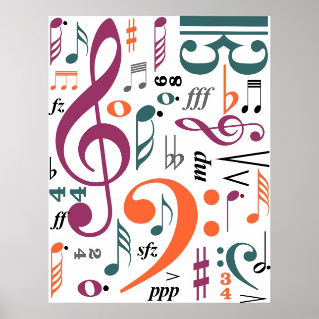 Poster Symboles de musique (Devant)