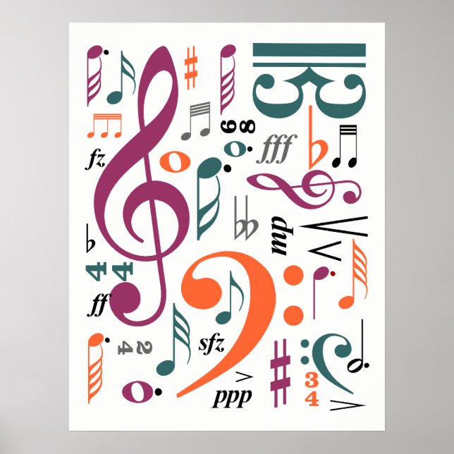 Poster Symboles de musique (Devant)