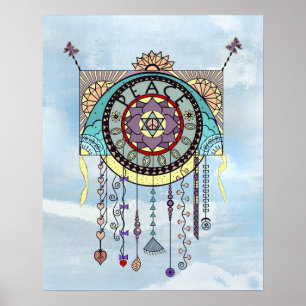 Poster Symboles de paix Kite Dangle Imprimer