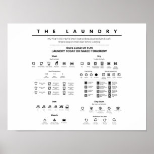 Poster Symboles des signes de blanchisserie