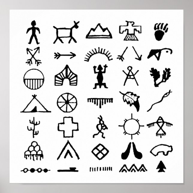 Poster Symboles d'images amérindiens (Devant)