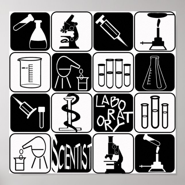 POSTER SYMBOLES ET OUTILS SCIENTIFIQUES DE LABORATOIRE PO (Devant)