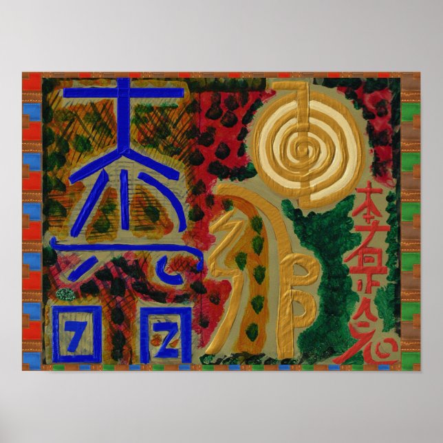 Poster Symboles principaux de guérison Reiki (Devant)