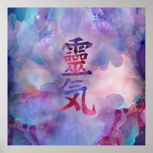 Poster Symboles Reiki - Aquarelle