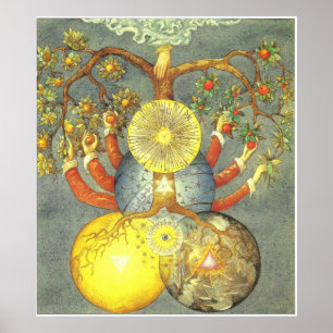 Poster Symboles secrets du Rosicrucians, Allemand 1785