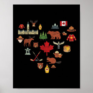 Poster Symboles Vintages canadiens Drapeau canadien Feuil