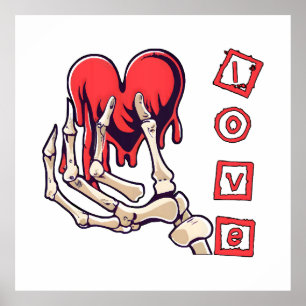Poster Symbolic Love Skeleton Main Offrant Coeur