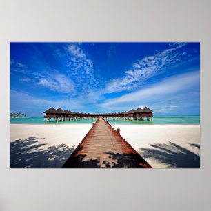 Poster Symétrie Idyllique. Villas Sur L'Eau Maldives