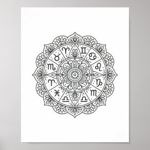 Poster Symétrie Mystic Zodiac Mandala