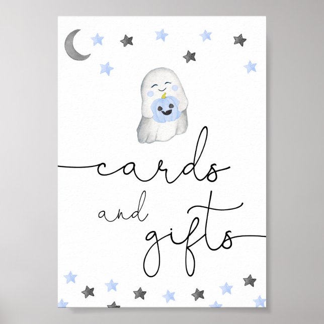 Poster Sympa fantôme garçon baby shower cartes et cadeaux (Devant)