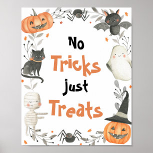 Poster Sympa Halloween Ghost No Tricks Just Traite Signal