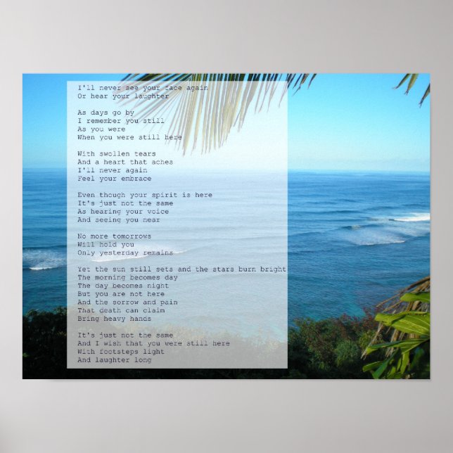 Poster Sympathie et peine poème - Mer d'Hawaï (Devant)