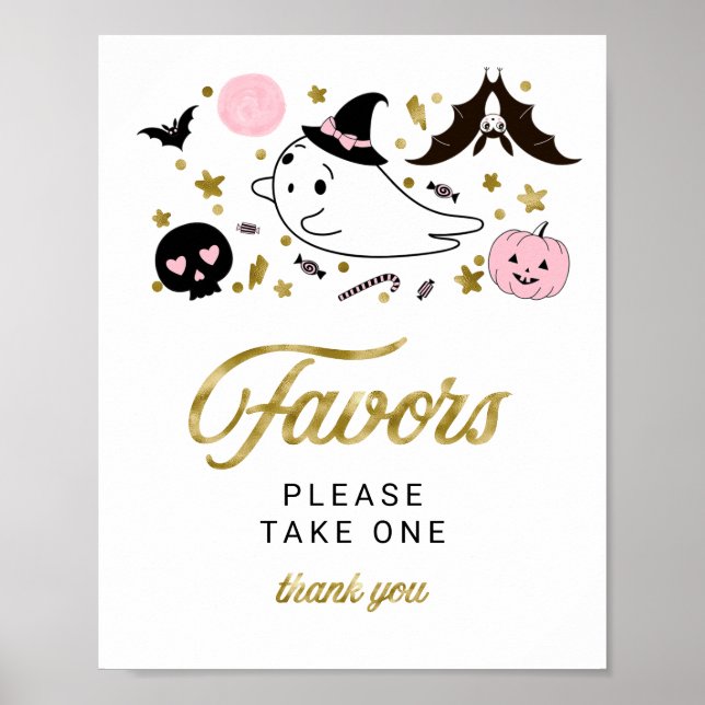 Poster Sympathie Fille Halloween Symbole Baby shower Fave (Devant)