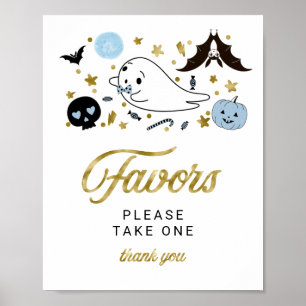 Poster Sympathie Ghost Halloween Garçon Baby shower Faveu