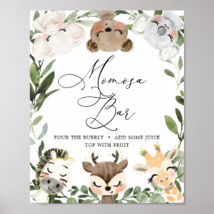 Poster Sympathique Animaux Baby shower Mimosa Bar Signal