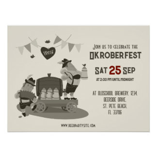Poster Sympathique couple bavarois invitation à Oktoberfe