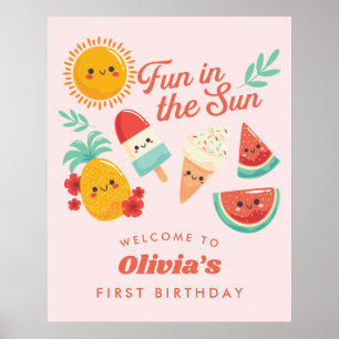 Poster Sympathique été soleil Bienvenue signature d'anniv