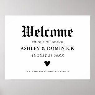 Poster Sympathique Gothique Bienvenue Mariage Réception P