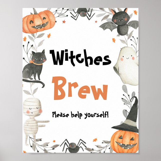 Poster Sympathique Halloween Ghost Sorches Brew Boissons  (Devant)