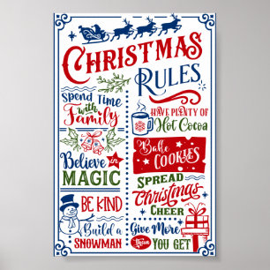Poster Sympathique Règles de Noël Moderne Panneau de l'af