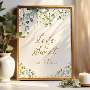 Poster Sympathique vert Eucalyptus L'amour est doux signe
