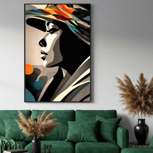 Poster Symphonie de couleurs sur visage abstrait