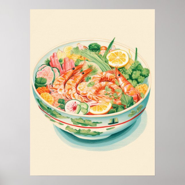 Poster Symphonie des fruits de mer : une fête dans un bol (Devant)