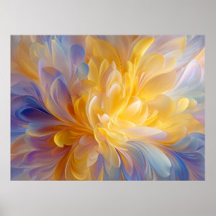 Poster Symphonie dorée de pétales abstraits en fleurs