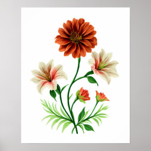 Poster Symphonie florale, Art floral coloré pour la décor