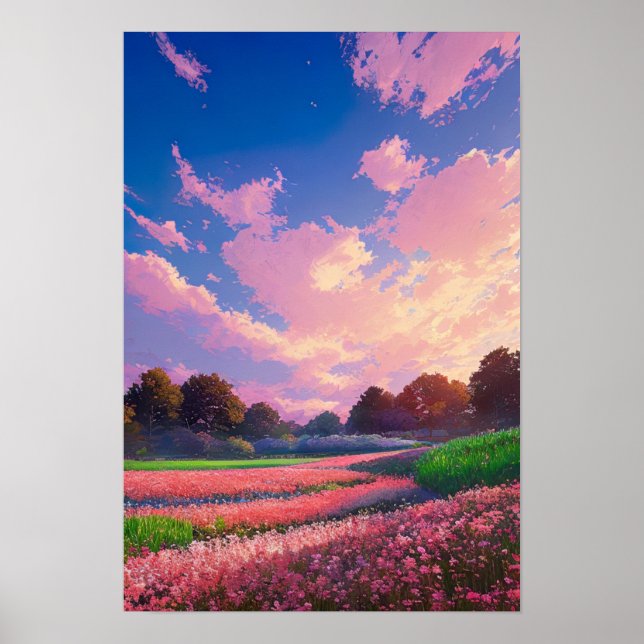 Poster Symphonie rose dans le pré (Devant)