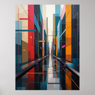 Poster Symphonie urbaine : Rythme géométrique de ville Ab