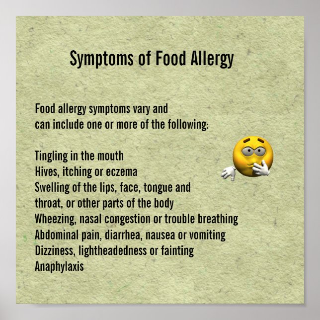 Poster Symptômes de l'allergie alimentaire (Devant)