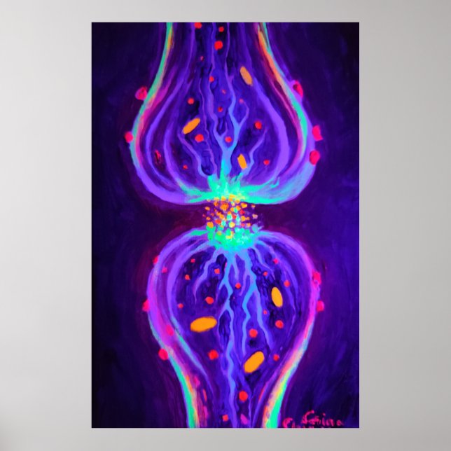 Poster Synapse avec les neurotransmetteurs (Devant)